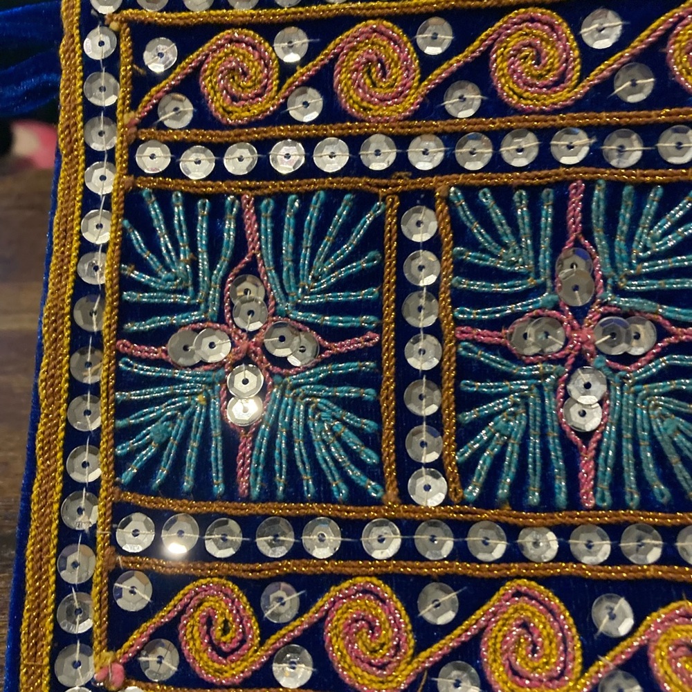 Sequin And Glitter Thread Boho Pouch - image 3